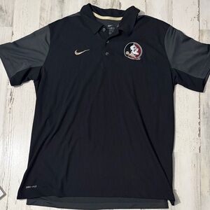 Nike Black and Gray Florida State Men's Polo Shirt Size XL